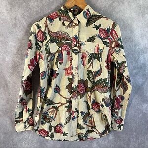 NEW Lauren Ralph Lauren Top Women XS / P Beige Black Label Floral Button Blouse